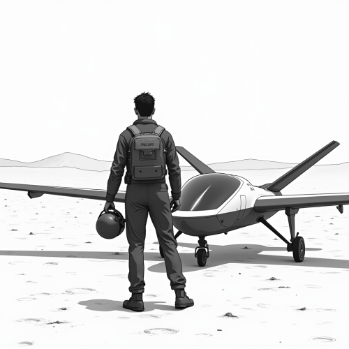 The Pilot Posing with eVTOL in a Desert