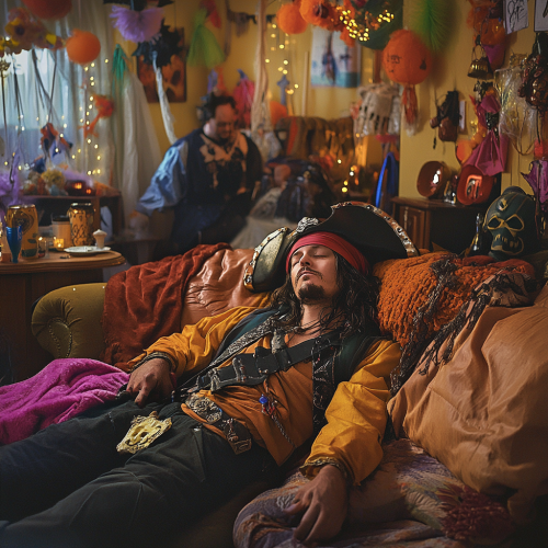 The Pirate in the Party after Celebrating Hard