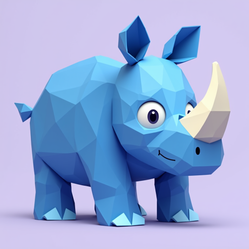 The Playful Origami-Style Baby Rhino Illustration