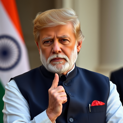 The Prime Minister Modi with Trump's Hair