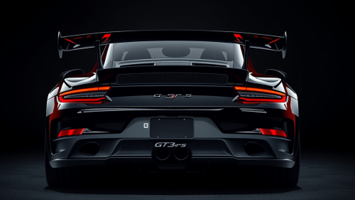 The Realistic Rear View of a Black 2023 Porsche GT3RS
