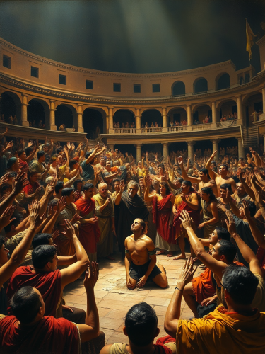 The Roman Crowd Deciding a Gladiator's Fate
