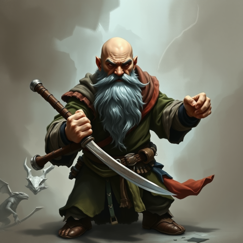 The Sad Dwarf Monk in Fighting Stance