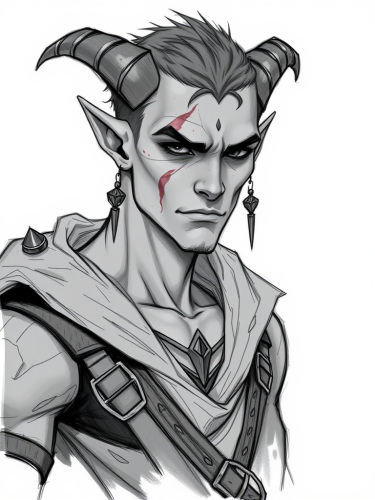 The Sassy Tiefling Rogue with Black Eyes