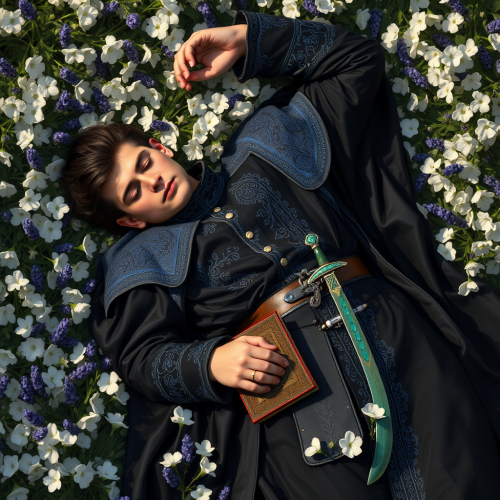 The Serene Knight in Ottoman Garb Amidst Flowers