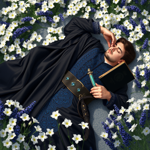 The Serene Ottoman Knight in Dreamlike Floral Bed