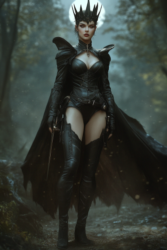 The Shadow Princess in Black Armor and Cape