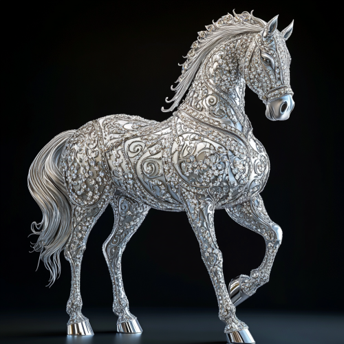 The Shiny Silver Horse with Diamonds