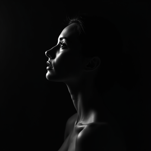 The Silhouette of a Beautiful Woman in Dim Light