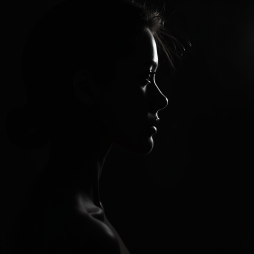The Silhouette of a Graceful Woman in Dim Light