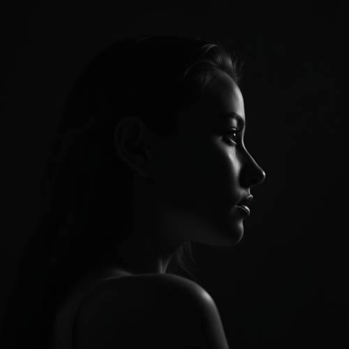 The Silhouette of a Young Woman in Spotlight