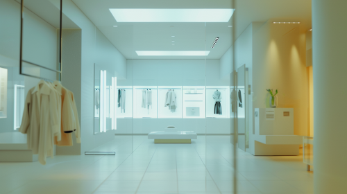 The Simple White Clothes Store with LED Screens.