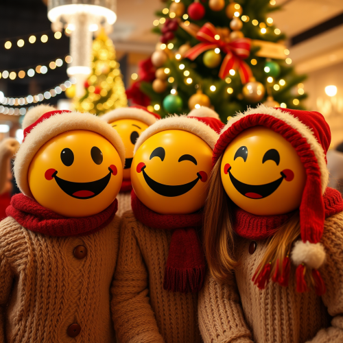 The Smiley Emojis Celebrating Christmas