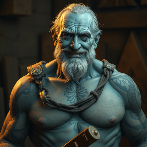 The Smiling, Tattooed, Elderly Goliath Blacksmith The Smiling, Tattooed, Elderly Goliath Blacksmith