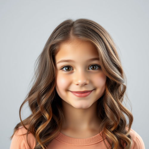 The Smiling Teenage Girl in Studio Portrait