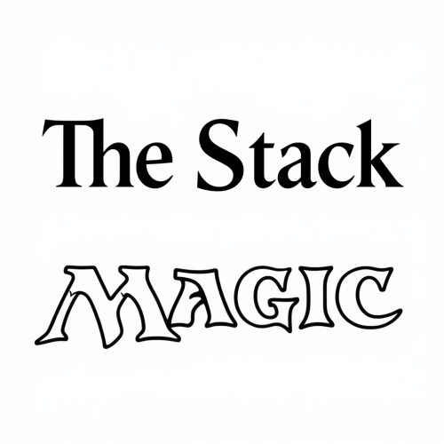 The Stack in Magic Font on White Background.