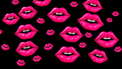 The Three-Dimensional Fuchsia Lips on Black Background