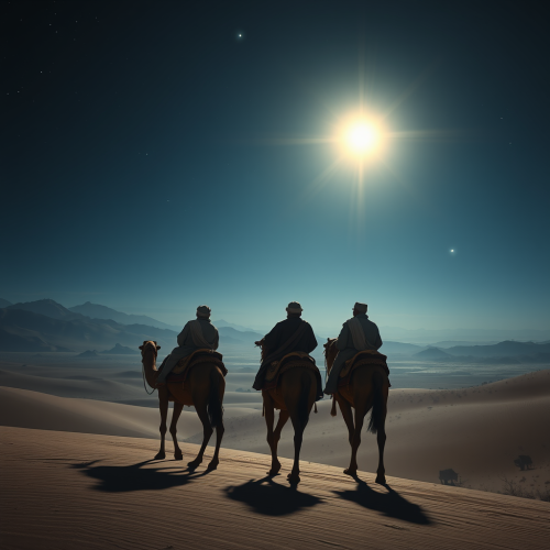 The Three Wise Men Journeying Under Starlit Desert