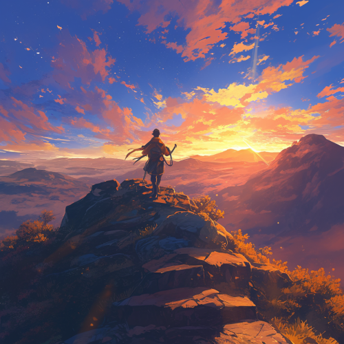 The Traveler Conquering Mountain to See Sunrise.