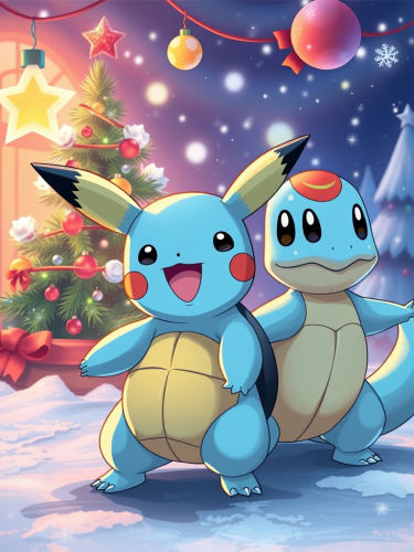 The Trio Celebrating Christmas on White Background