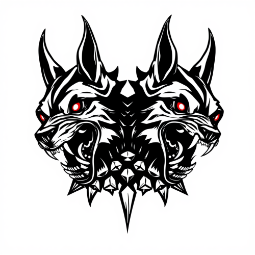 The Two-Headed Cerberus Tattoo Stencil Design