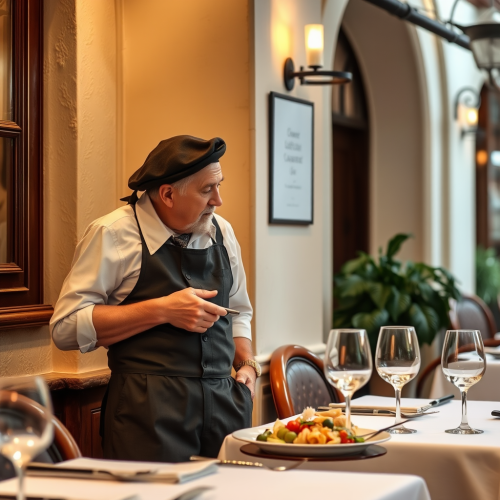 The Waiter Checking Ages at the Italian Restaurant