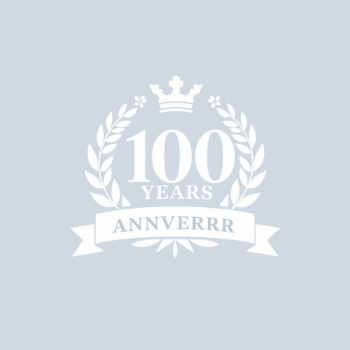 The White 100 Years Anniversary Crest Logo