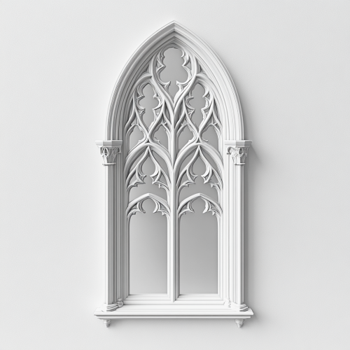 The White Gothic Window with Detailed Design