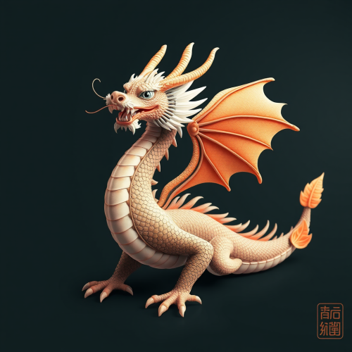 The Winged Chinese Dragon with Leafy Fins