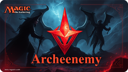 The image is for a “Archenemy” Magic playmat.