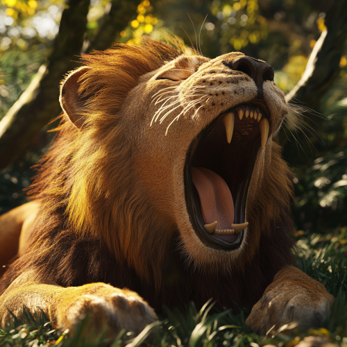 The male lion waking up from a nap The male lion waking up from a nap