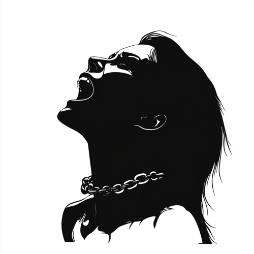 The screaming horror woman with chain - vector art