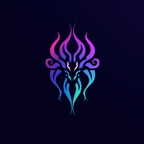 Three-Headed Hydra Logo in Symmetrical Cyberpunk Colors