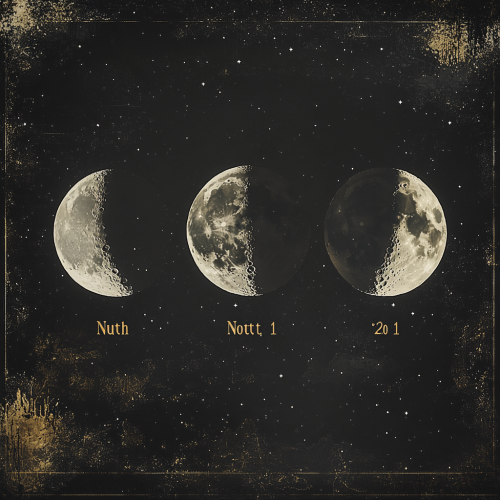 Three Moon Phases in Mystical Setting