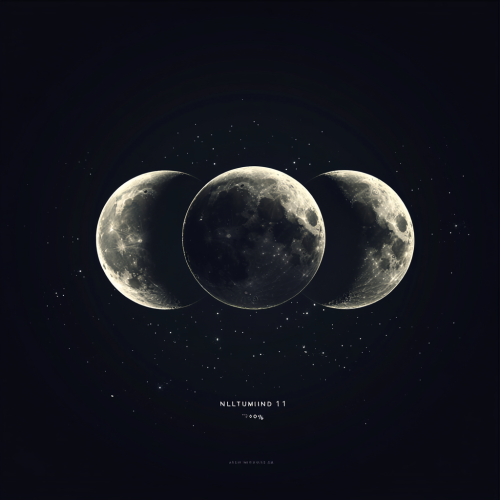 Three Moon Phases in a Mystical Night Sky