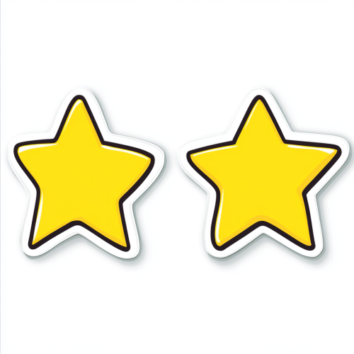 Three Yellow Stars on White Sticker Sheet Three Yellow Stars on White Sticker Sheet