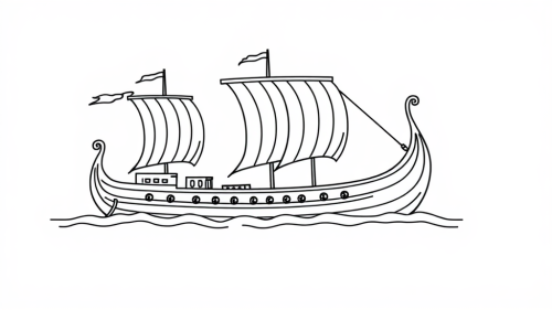 Three simple viking longships sailing together