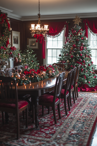 Traditional Christmas Room with Red and Green Decor