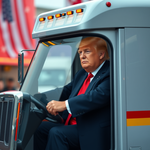 Trump drives in a Cyber Truck