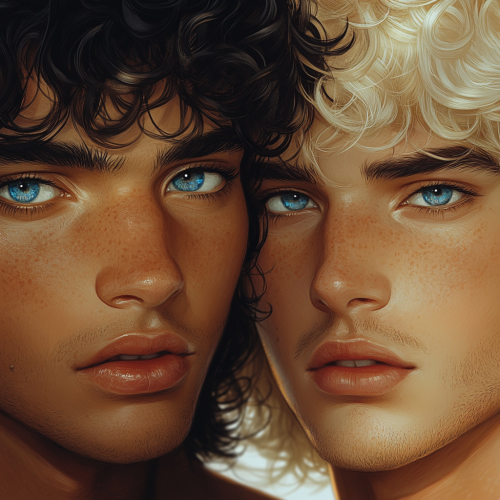 Two Aries men with different hair and eyes.