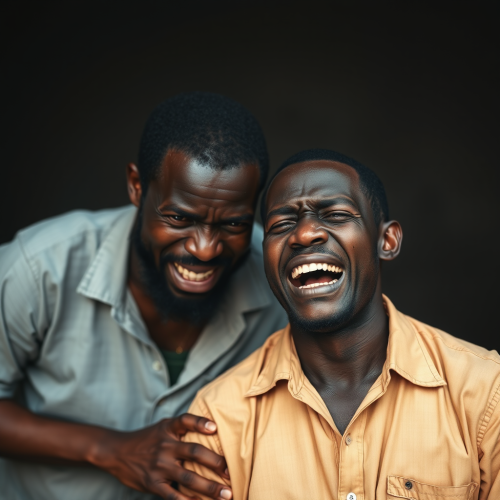 Two black men are crying.