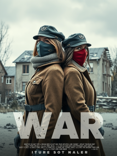Two women in war outfits on movie poster.