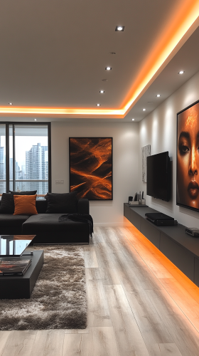 Ultra-Modern Living Room with Black Furniture