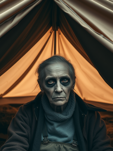 Unhappy Woman in a Tent