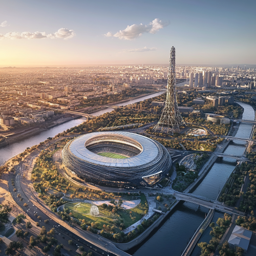 Urban District Concept Art, Paris: Aerial View, Urban Planning, Mixed Use Urban District Concept Art, Paris: Aerial View, Urban Planning, Mixed Use