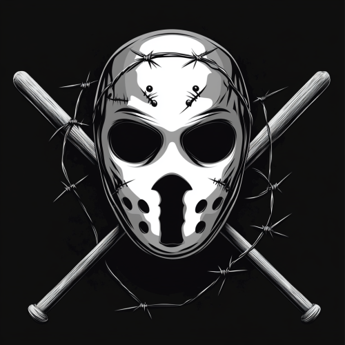Vector storm mask with baseball bats and barbed wire.