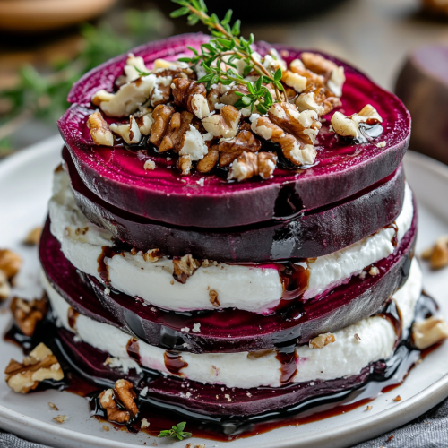 Vibrant Beet and Goat Cheese Salad Stack
