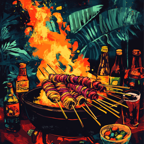 Vibrant Birthday Party with Kebabs and Flames