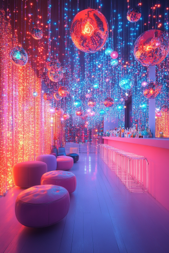 Vibrant Neon Christmas Party Room: A Modern Celebration