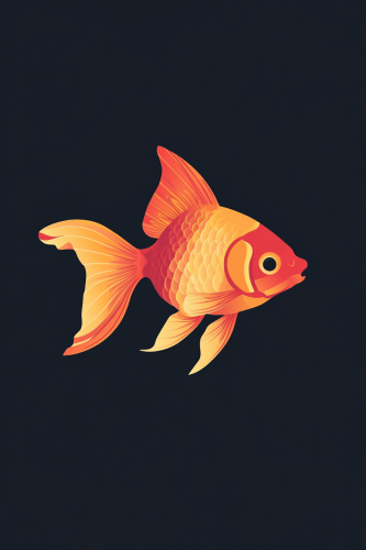 Vibrant goldfish in James Jean style on dark background